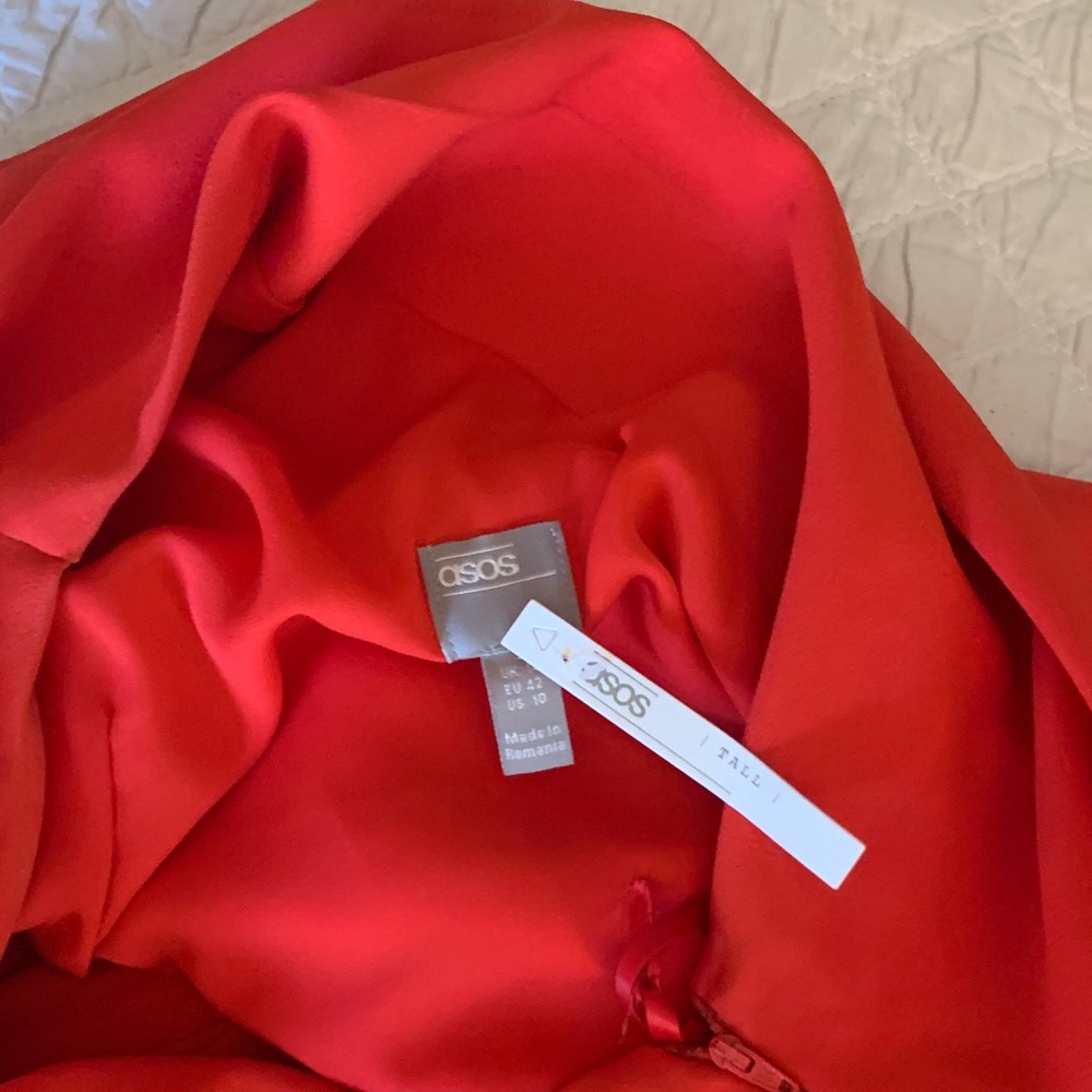 ASOS Vibrant Red One-Shoulder Jumpsuit size 10 tall - Picture 2 of 8
